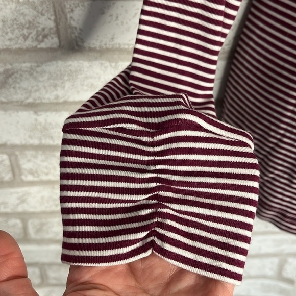 Talbots Large Burgundy Stripe Cotton Long Sleeve T-shirt - Picture 4 of 11